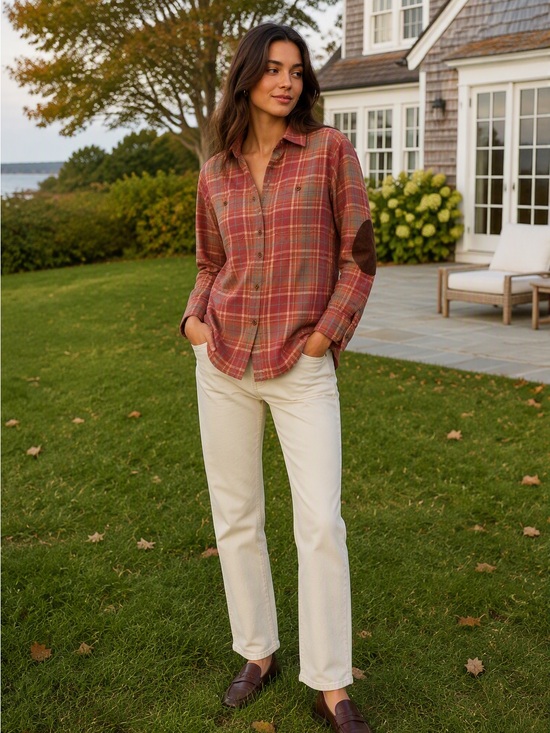 Ralph Lauren Tops - Ralph Lauren Rust Plaid Slim Fit Button-Up